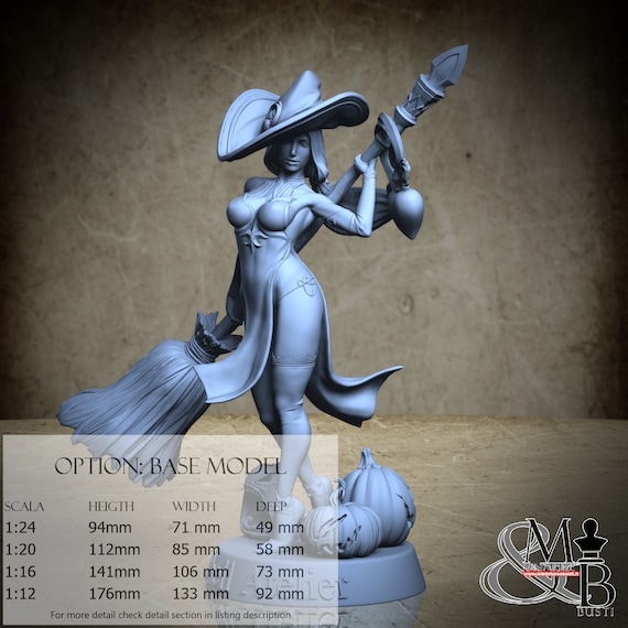 Witch Standing, Ottobre 2022 (4 Stili), di Nutshell Atelier, miniatura da assemblare e colorare, resina