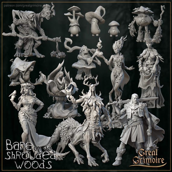 Bane of the Shrouded Woods - by Great Grimoire - COMPLETE PACKAGE - Resin - DnD, RPG, Wargame and Display to Color