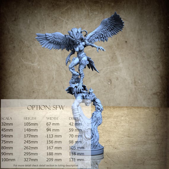 Dhyla Harpy hunting a Goblin - by Ronin Art Workshop Resin Miniatures - DnD, RPG, Wargame and Display to color - Harpies Set 3