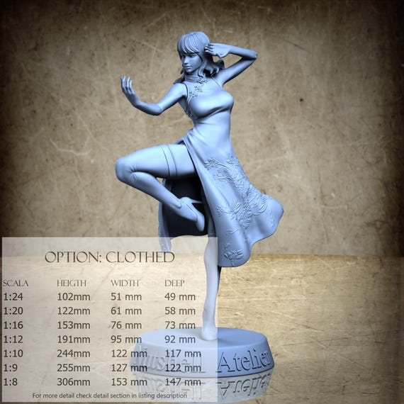 China Dress Girl 02 - 3D-Printed Resin Miniature | July 2025 Collection