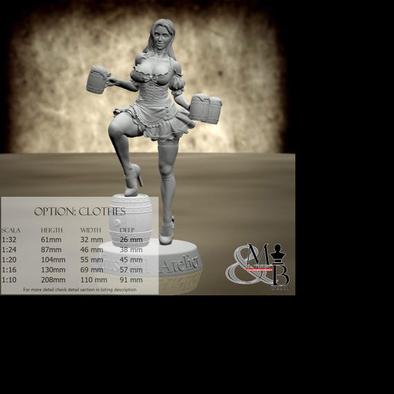 Barmaid - Resin Statue - DnD, RPG, Wargame and Display to Color -