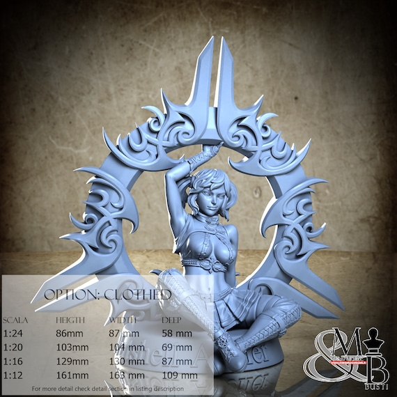 Chakram Girl, Ottobre 2023 (3 Stili), di Nutshell Atelier, miniatura da assemblare e colorare, resina