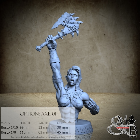 Orc Bust, October 2022 (4 Styles), by Nutshell Atelier, miniature to assemble and paint, resin