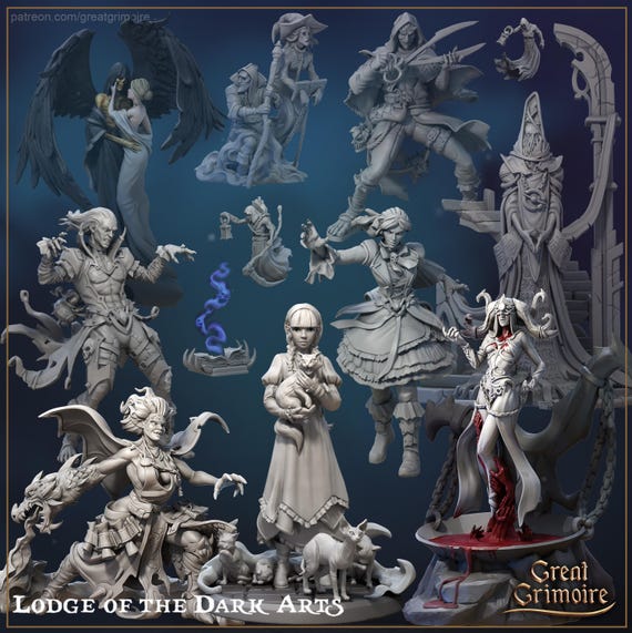 Lodge of the Dark Arts - by Great Grimoire - COMPLETE PACKAGE - Resin - DnD, RPG, Wargame and Display to Color