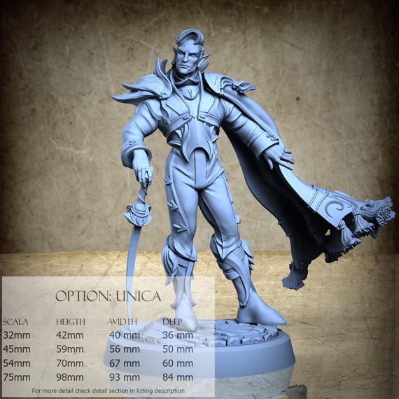 Jex Cardill - Half Elf Matador - Resin Miniature - DnD, RPG, Wargame, and Display Coloring Pages - Archvillain Society XXXII