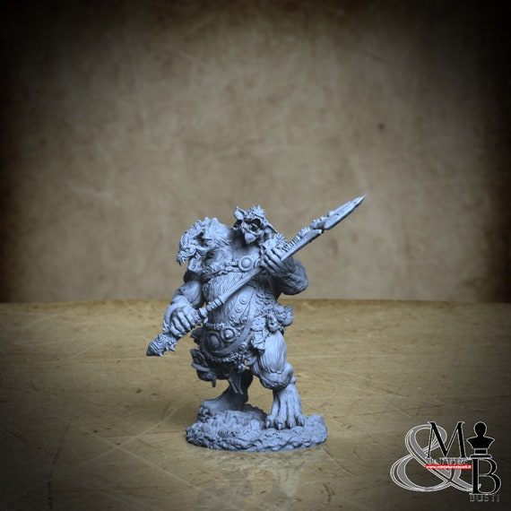 Gnoll Ettin, Howling Horde - Bite (2 Styles), by Archvillain Games, miniature to assemble and paint, resin