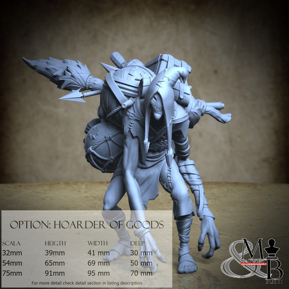 Hoarder of Goods, Merchant of the Dark Alley (4 Stili), di Great Grimoire, miniatura da assemblare e colorare, resina