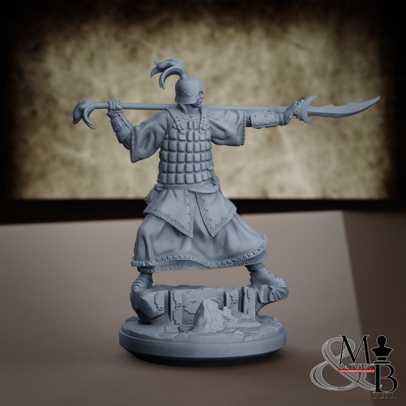 Dynasty Spearman (Various Poses), resin miniature to assemble and color, role-playing games, DnD, RPG, GDR