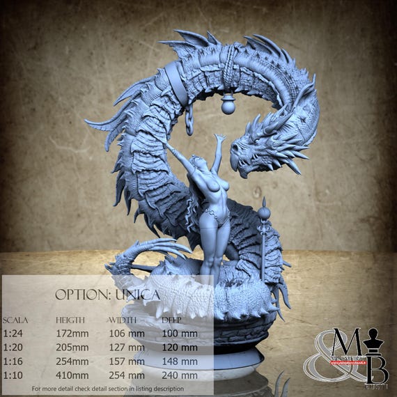 Dragon and Girl, by Michel B. Rodriguez, miniature to assemble and color, resin