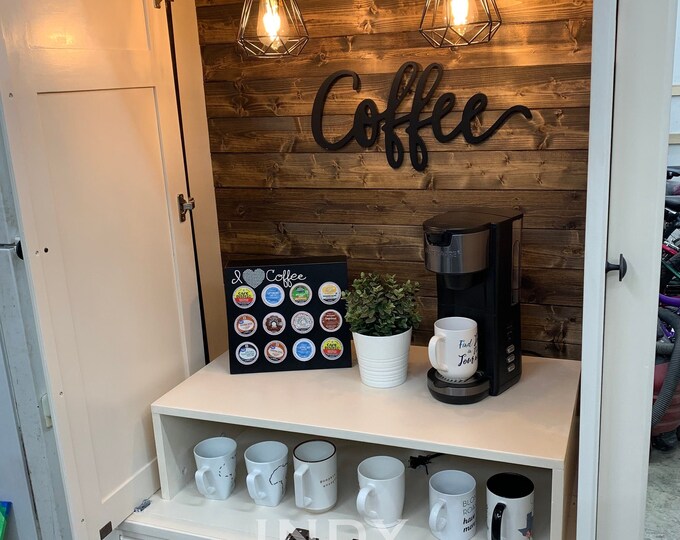 AVAILABLE NOW Custom Armoire Coffee Bar, Coffee Station, Beverage Station, Rustic Coffee