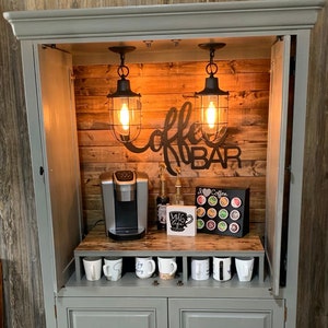 SOLD Farmhouse Custom Armoire Coffee Bar, Beverage Station, Rustic Coffee  Cabinet, Wine Bar, Armoire Bar, Craft Bar, Craft Cabinet 