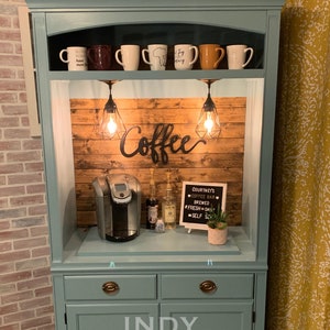 SOLD! Custom Armoire Coffee Bar, beverage bar, wine bar, rustic coffee bar, coffee cabinet