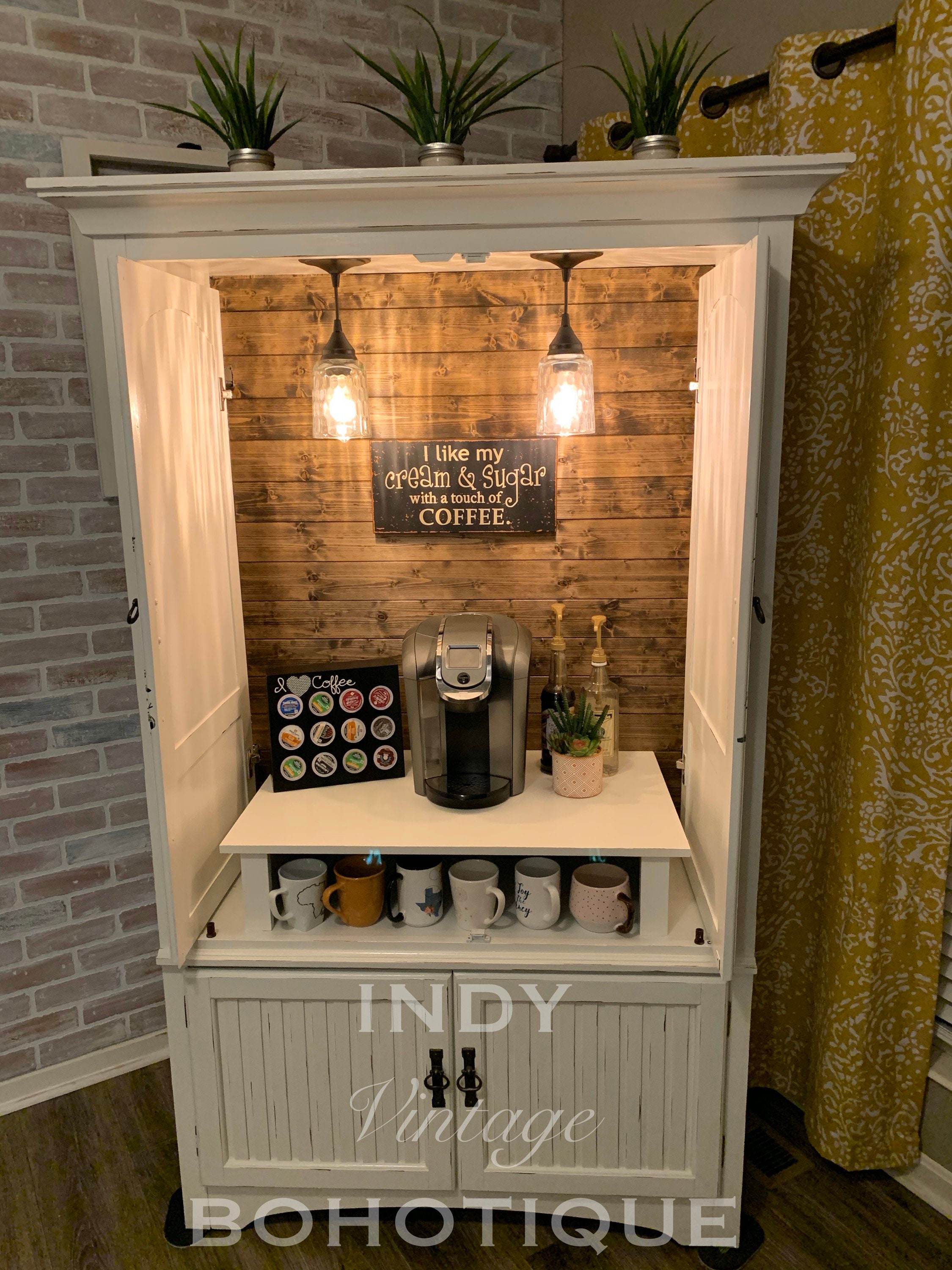 SOLD Custom Armoire Coffee Bar Coffee Station Beverage Station