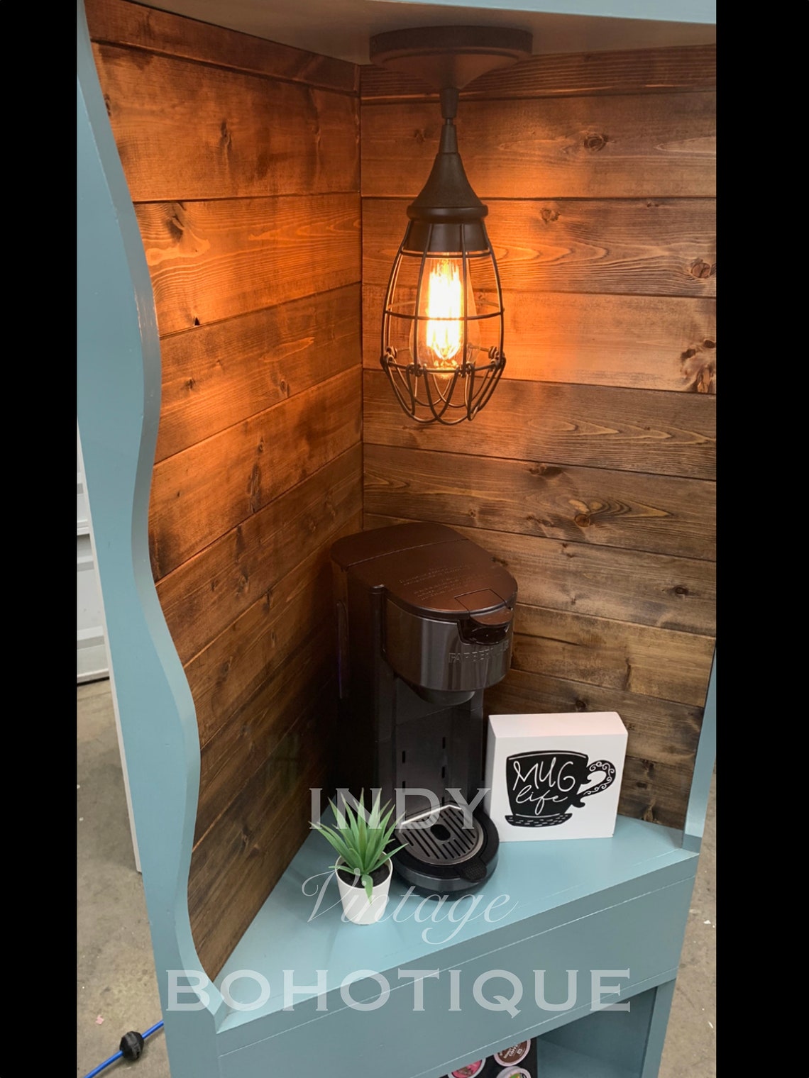 Light blue farmhouse corner coffee bar Etsy