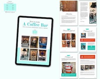 DIY How To Make A Coffee Bar eBook + Audiobook, Complete Guide To Repurposing/Refinishing an Armoire, Entertainment Center, Cabinet