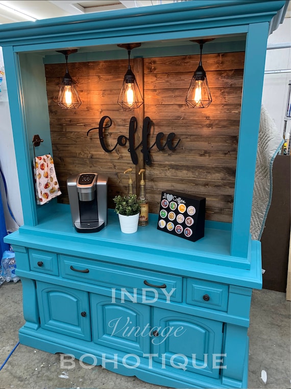 SOLD Custom Armoire Coffee Bar, Coffee Station, Beverage Station, Rustic  Coffee Cabinet, Wine Bar 