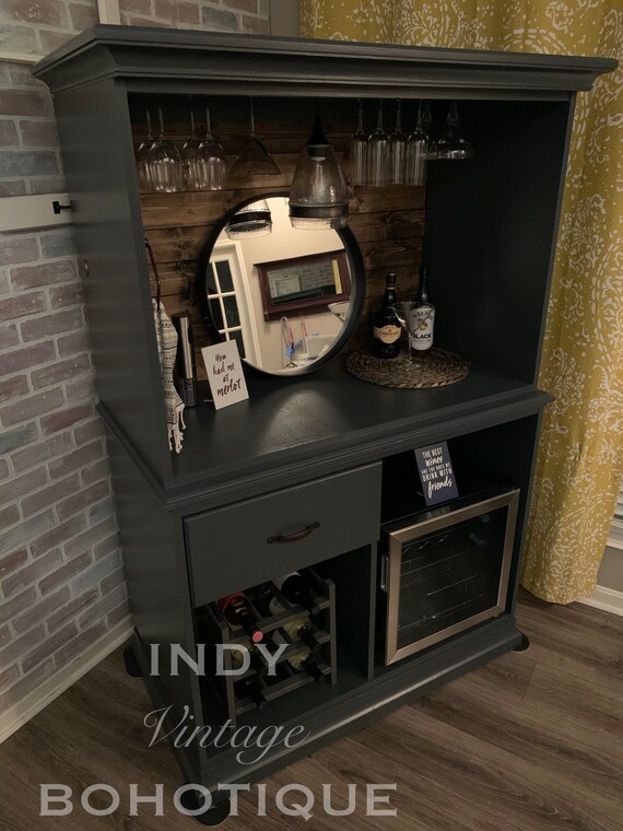 SOLD Custom Armoire Wine Bar Liquor Bar Beverage Bar Rustic Bar