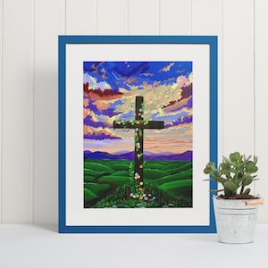 Rustic Cross Print – Christian Wall Art, Faith Home Decor, Religious Gift, Jesus Cross Artwork, Scripture-Inspired Art