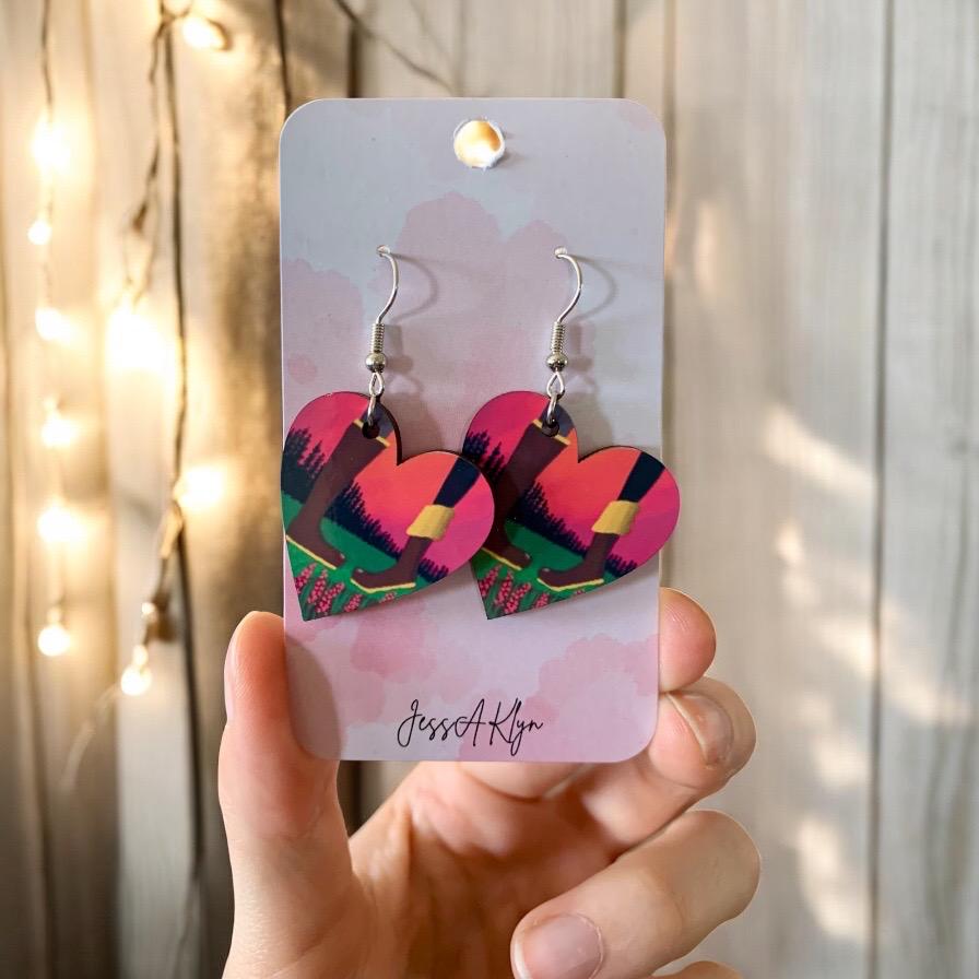 【117】ハートのイヤリング／マーブル模様 117】ハートのイヤリング／マーブル模様