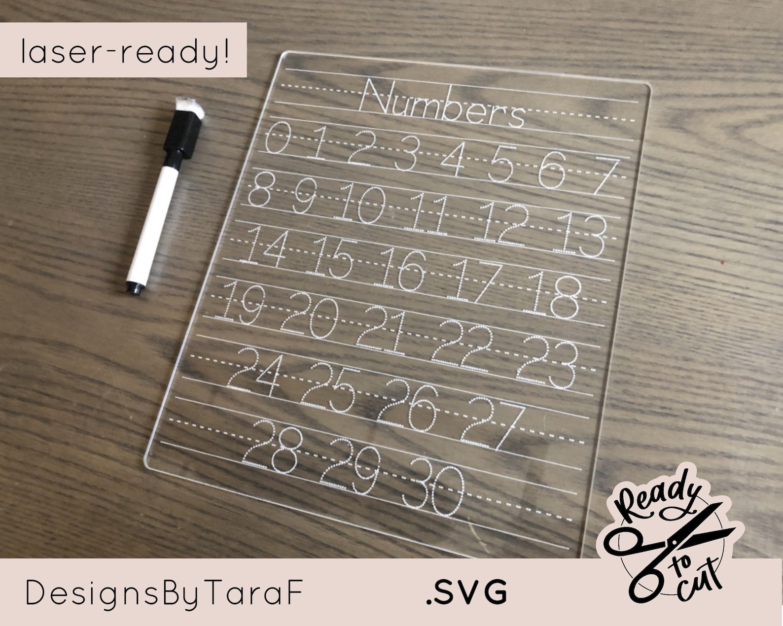 Acrylic numbers dry erase tracing board kids homeschool Etsy