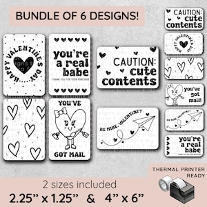 Arquivos de impressora térmica BUNDLE valentines be mine hearts PDF design de etiqueta - modelo de etiqueta para pequenas empresas, embalagens, marcas, adesivos para mala direta