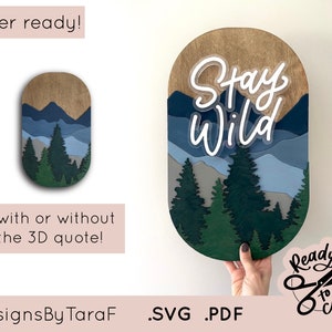 Cartello laser SVG per vivaio, boschi, montagne, alberi, tema esterno, cartello per vivaio, cartello Glowforge, SVG, file di taglio commerciale, download, pronto per il laser