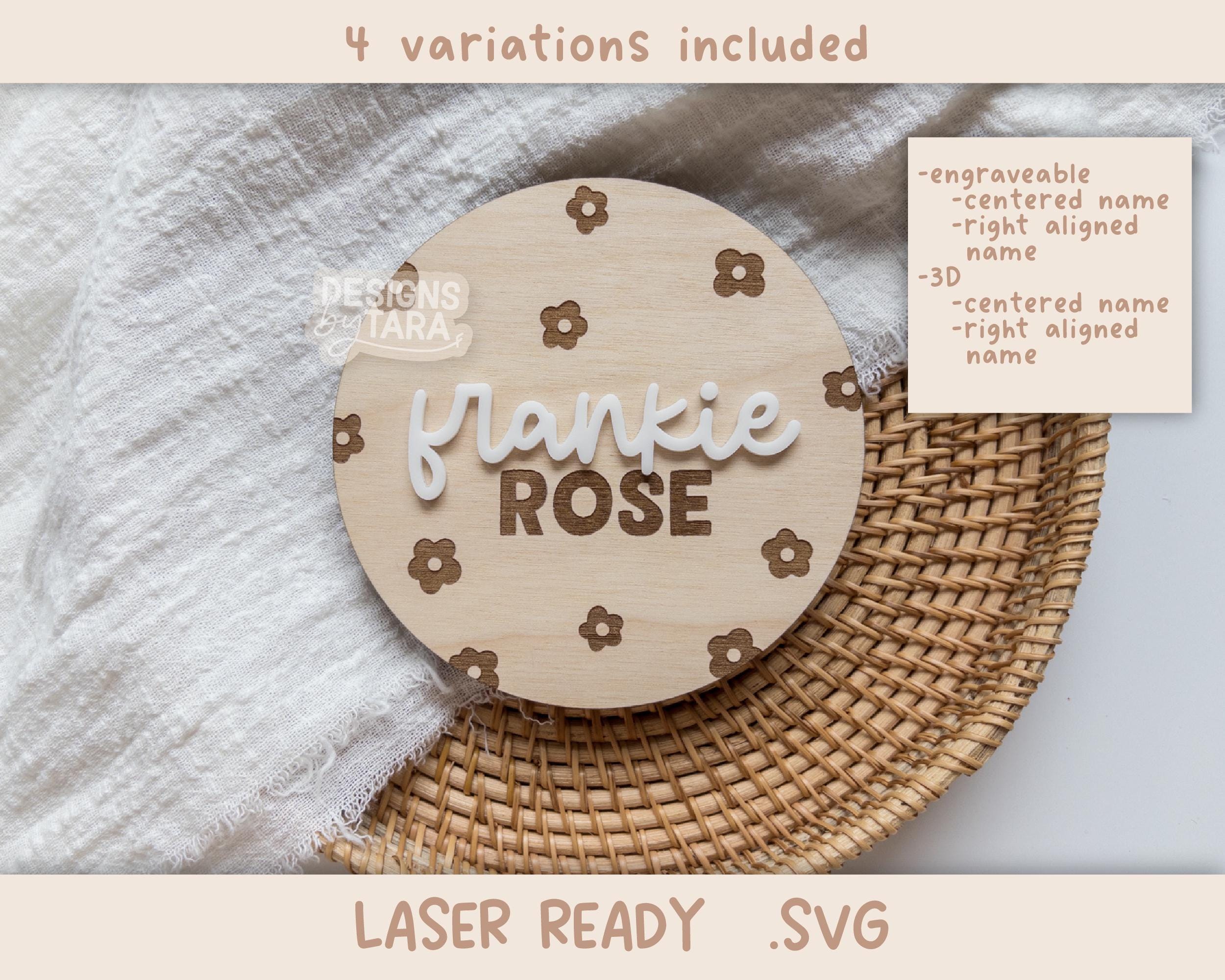 Floral Baby Name Announcement SVG | Laser Cut File for Newborn Sign ...