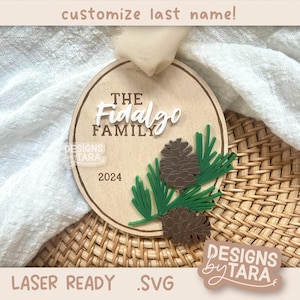 SVG ornament last name family laser file married wedding ornament Christmas laser, glowforge laser Christmas svg our first ornament