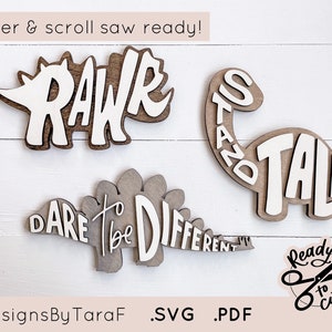 SVG Laser Dinosaurier Stegosaurus Brontosaurus Junge Mädchen Dekor Datei Zitat Kinder Zimmer Zeichen Glowforge-Datei, Laser geschnitten glowforge svg Laserdatei