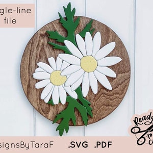 SVG enkellijns madeliefje bloemen laat lommerrijke kinderkamer teken - laser, glowforge, commercieel gesneden bestand, instant download, klaar voor laser