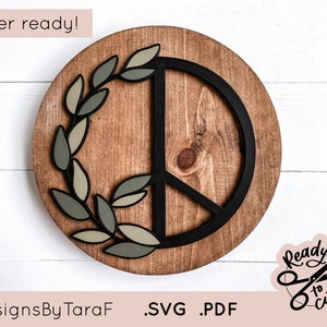 Pépinière botanique feuillu signe de paix floral SVG 3D - fichier glowforge, fichiers découpés au laser, svg glowforge, fichier laser, fichier svg