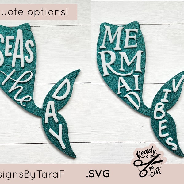 SVG Laser mermaid tail girls nursery room mermaid vibe seas the day glowforge laser ready, laser file