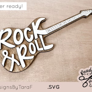 SVG rock-'n-roll baby jongen meisje decor - gitaar kinderkamer kinderen ondertekenen glowforge teken, SVG, commercieel gesneden bestand, download, laser klaar