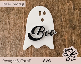 halloween ghost boo door hanger decor cute fall halloween SVG - glowforge, laser file, laser ready