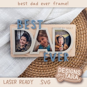 SVG Laser Dad Vatertag, bester Vater aller Zeiten Rahmen Geschenk für ihn Magnet Kühlschrank Bild Rahmen Datei Glowforge, Laser bereit