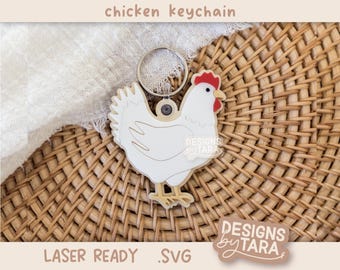 SVG Laser chicken keychain hen rooster laser file kids laser cut glowforge svg laser file svg file chicken name