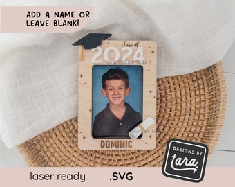 SVG Laser graduation grad class of frame photo, gift for mom dad, magnet fridge picture frame file desk decor grad glowforge laser ready