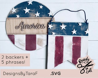 SVG patriotic Fourth of July America American flag - glowforge file, laser cut files, glowforge svg, laser file, svg file