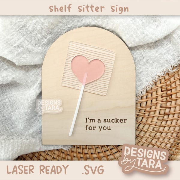 SVG Valentine's Day decor lollipop - sucker for you valentines day laser cut file - laser ready laser engrave - glowforge