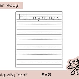 Tablero de trazado de letras de borrado en seco SVG acrílico con láser Hola, mi nombre es para niños, educación en el hogar, archivo Glowforge, archivos cortados con láser, svg Glowforge, archivo láser