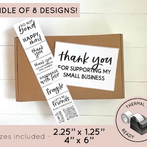BUNDLE thermal printer PDF label design - label template - small business packaging, branding, thank you stickers, mailer stickers