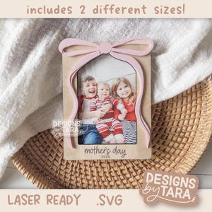 SVG Laser mothers day best mom ever bow frame gift for her magnet fridge picture frame file, gift for grandma file glowforge, laser ready