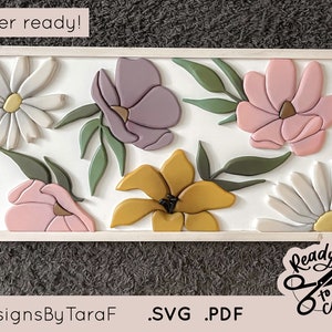 SVG Laser florales Kinderzimmer Schild einzeilig - EMMA GRACE Laser Glowforge Blumendatei Lasercut Blumen, Laserfertige Blumen