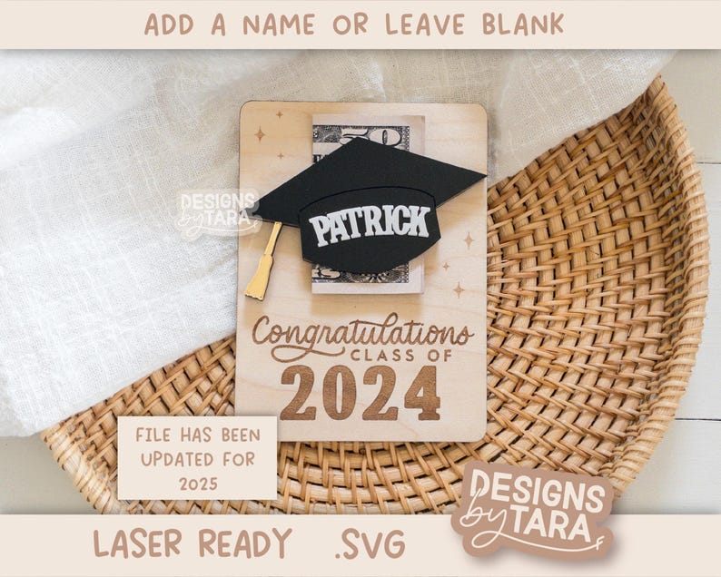 SVG Laser Graduation Money Holder Card Class of 2024 Gift for Grad ...