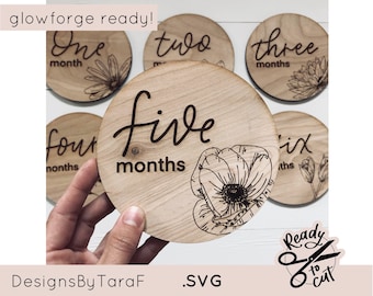 floral round monthly milestone SVG - glowforge file, laser cut files, glowforge svg, laser file, svg file, laser ready