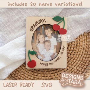 SVG Laser mothers day best mom ever cherry frame gift for her magnet fridge picture frame file, gift for grandma file glowforge, laser ready