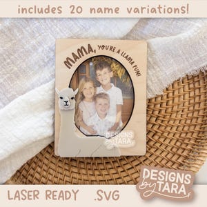 SVG laser Moederdag beste moeder ooit lama frame cadeau voor haar magneet koelkast fotolijstje, cadeau voor oma bestand glowforge, klaar voor laser