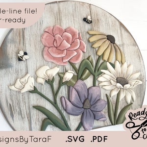 SVG Laser floral flowers single line nursery sign - laser, glowforge, Mila Nicole laser ready flowers