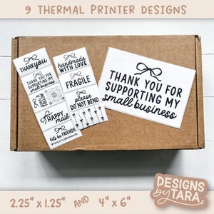 BUNDLE bow thermal printer PDF label design - label template - small business packaging, branding, thank you stickers, mailer stickers