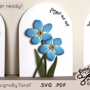 Enseigne florale SVG une ligne - ne m'oubliez pas - laser, forge luminescente, à la mémoire de, fichier floral, fleurs coupées au laser, fleurs prêtes pour le laser